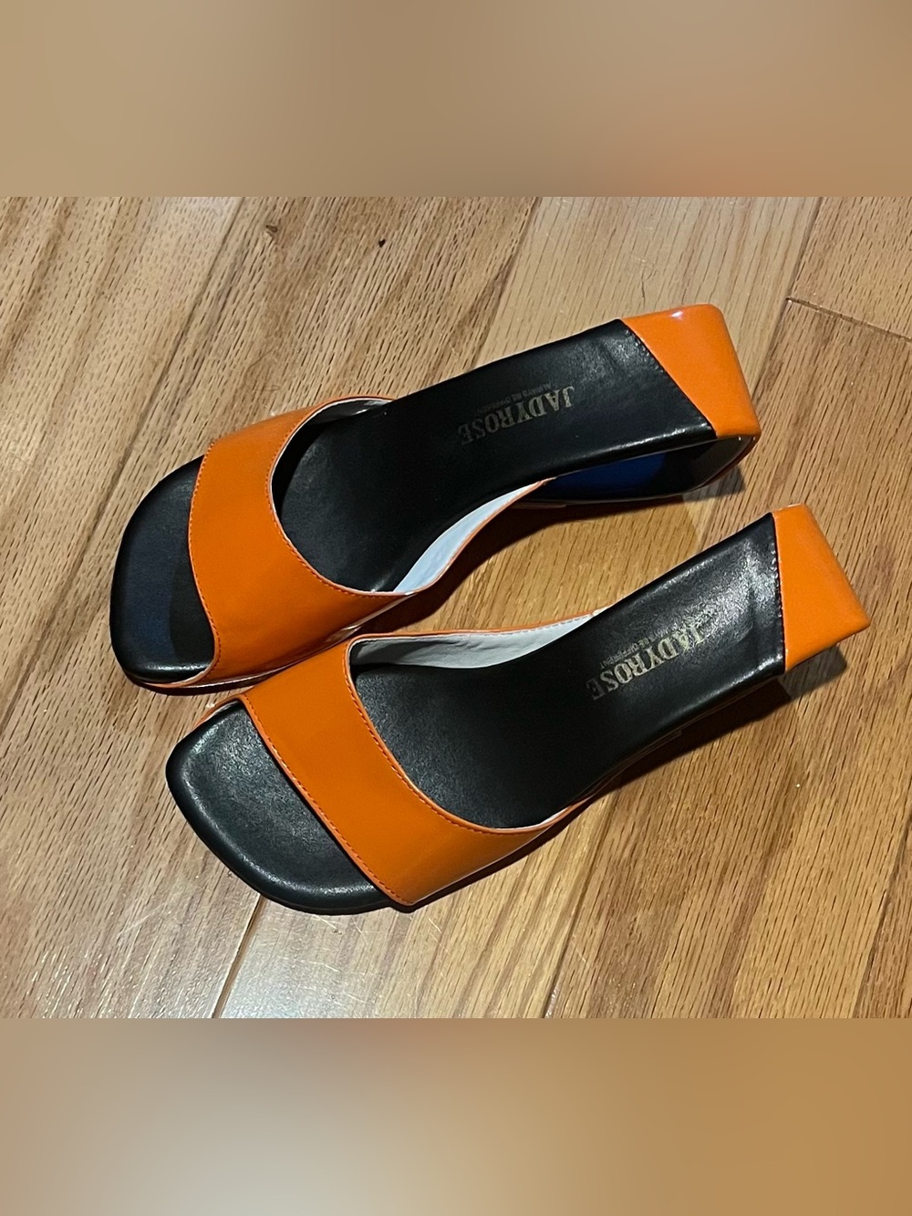 Orange Patent Slide Mules for Women - Picture 2 of 6
